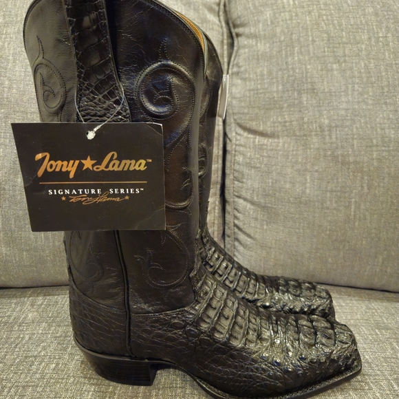 Tony Lama Exotic Hornback Caiman Western Boots Square Toe SG1049 Men's Size 10 D - Picture 3 of 9